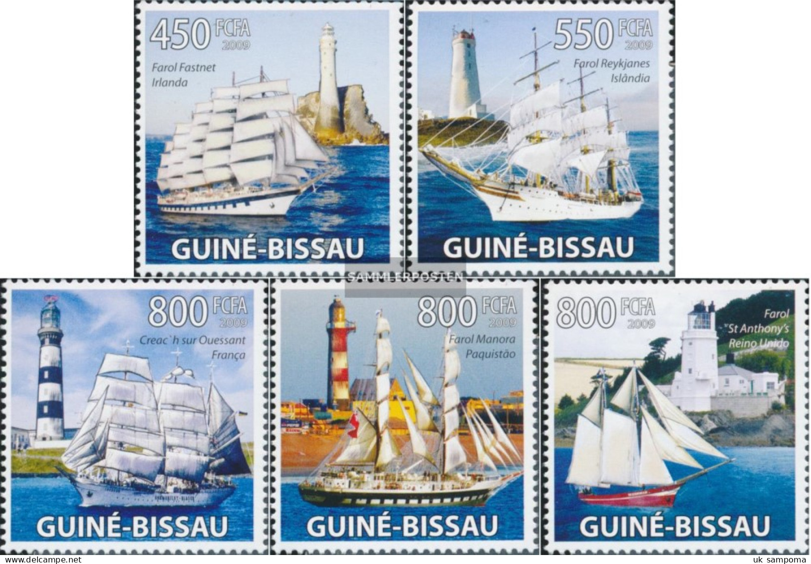 Guinea-Bissau 4384-4388 (complete. Issue) Unmounted Mint / Never Hinged 2009 Lighthouses And Sailboats - Guinée-Bissau