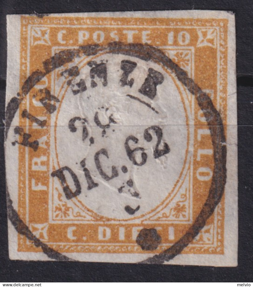 1862-Sardegna (F=on Piece) Firenze C1 (28.12) Su Frammento Affrancato C.10 - Sardinia