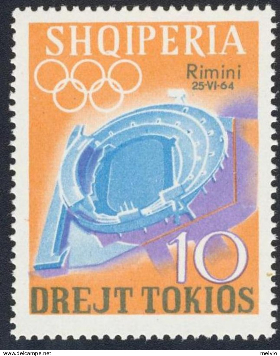 1964-Albania (MNH=**) Serie Un Valore 10l. "esposizione Del Francobollo Sportivo - Albanië