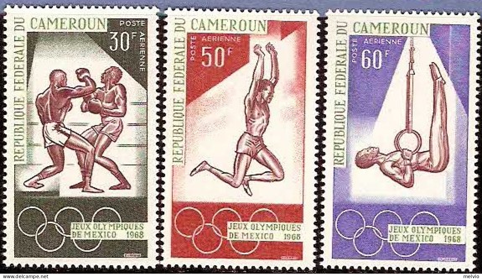 1968-Camerun (MNH=**) S.3v. "Olimpiadi Messico 1968" - Cameroon (1960-...)