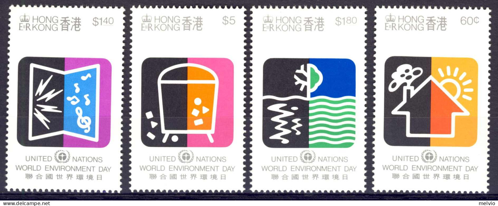 1990-Hong Kong (MNH=**) S.4v."World Environment Day" - Unused Stamps