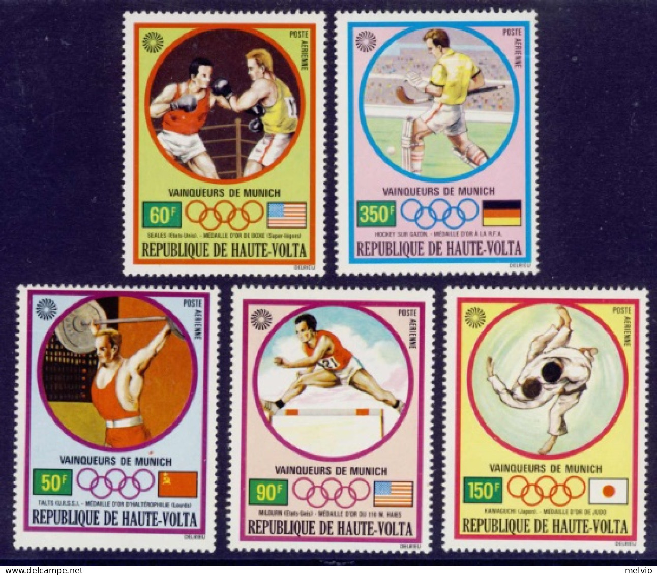 1972-Alto Volta (MNH=**) S.5v."Jeux Olympiques De Munich" - Alto Volta (1958-1984)