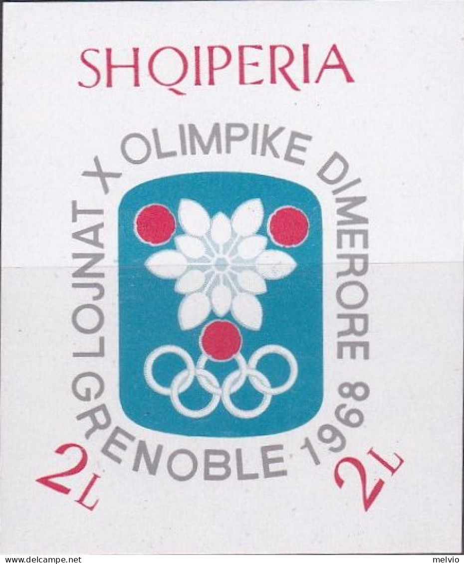 1968-Albania (MNH=**) Foglietto S.1v."Olimpiade Invernale Grenoble" - Albanie