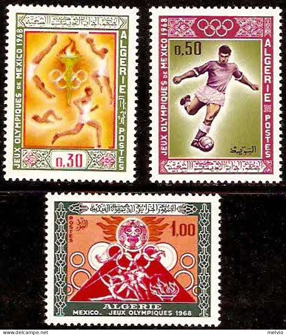 1968-Algeria (MNH=**)s.3v. "Olimpiadi Messico 1968" - Argelia (1962-...)