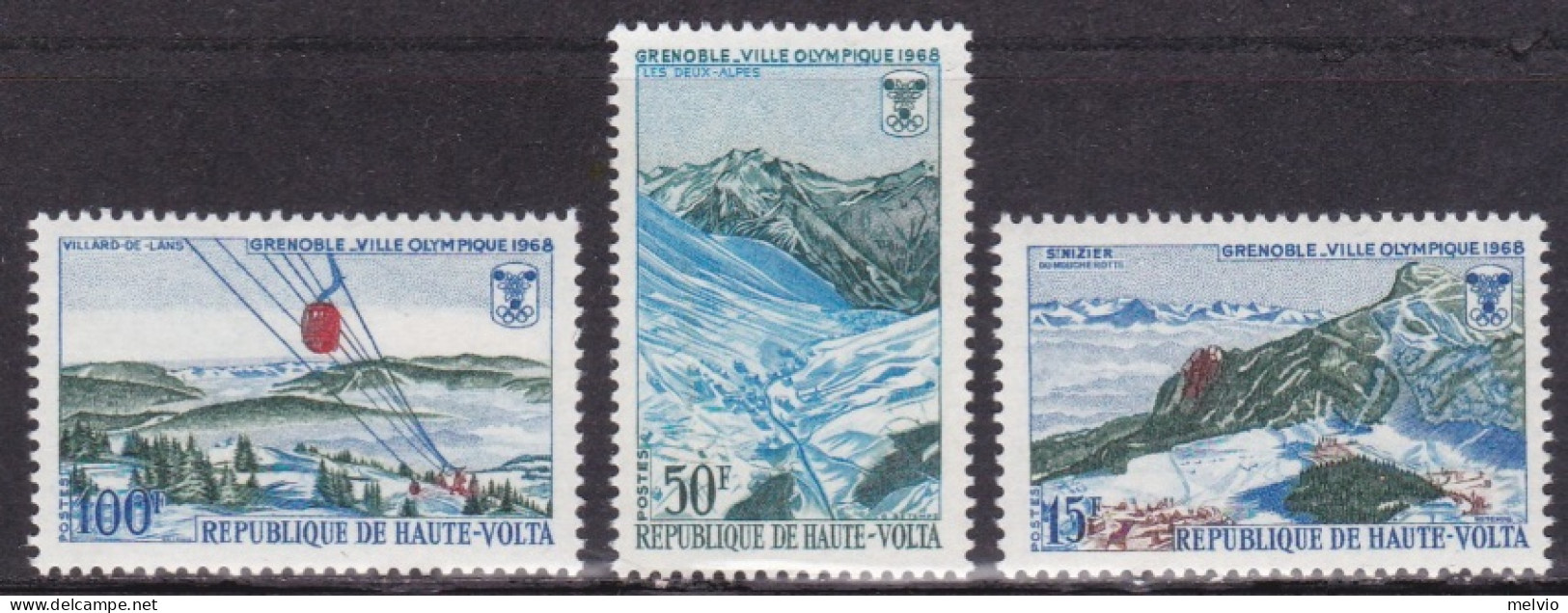 1968-Alto Volta (MNH=**) S.3v."Olimpiadi Invernali Grenoble" - Upper Volta (1958-1984)