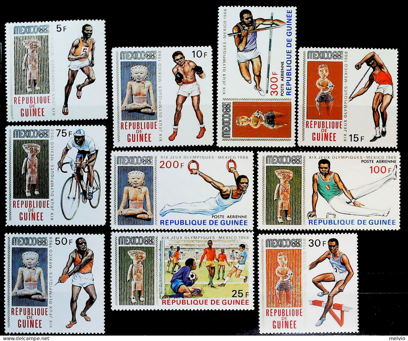1968-Guinea (MNH=**) S.10v."Olimpiadi Messico1968" - República De Guinea (1958-...)