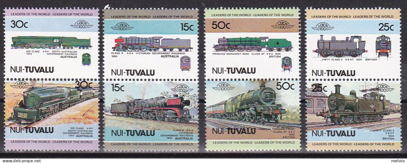 1984-Nukulaelae Tuvalu (MNH=**) S.8v."Locomotive" - Tuvalu