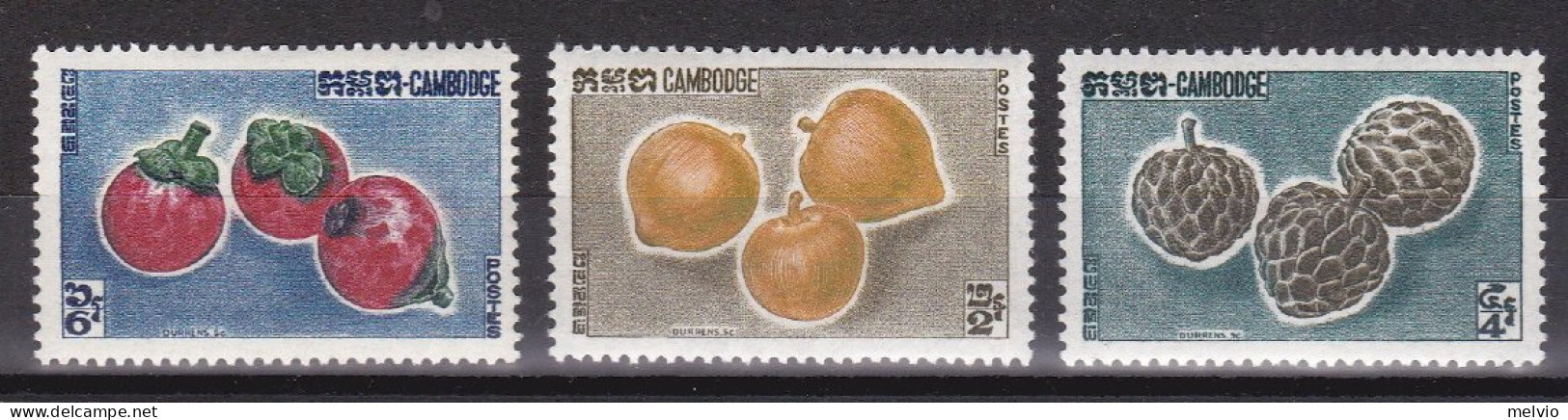 1962-Cambogia (MNH=**) S.3v."Frutta" - Kambodscha