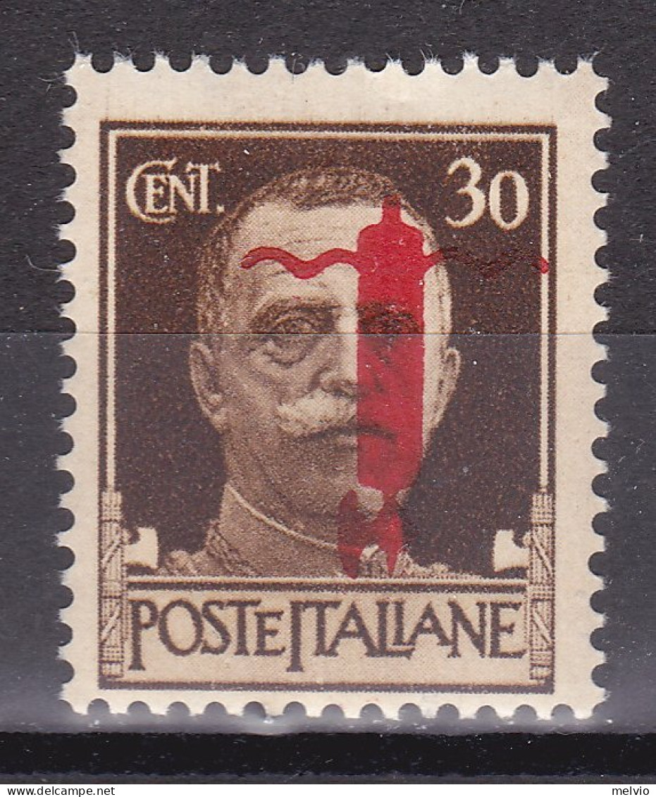 1944-Italia (MNH=**) RSI Esemplare Da 30c. Con Soprastampa Fascio Capovolto - Ongebruikt