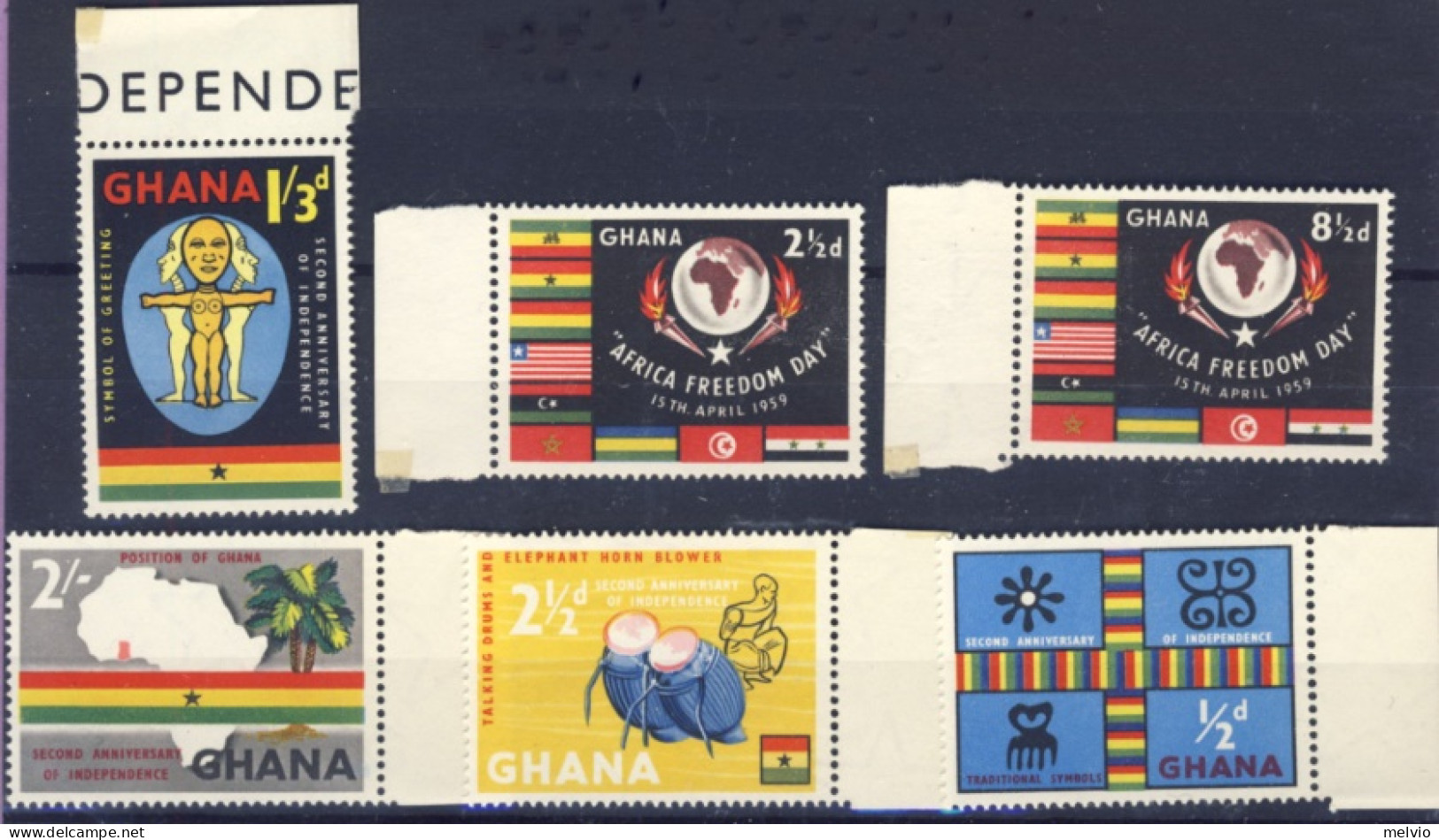 1959-Ghana (MNH=**) 2 Serie 6 Valori - Ghana (1957-...)
