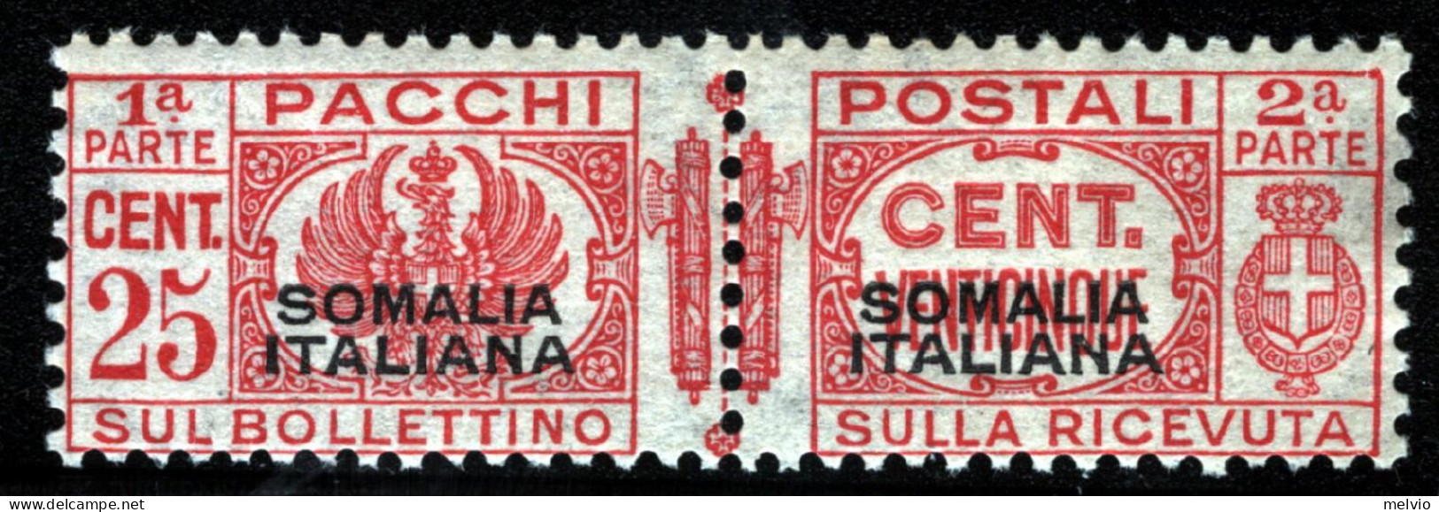 1928-Somalia (MNH=**) Pacchi Postali 25 C. Soprastampa I Tipo Cat.Sassone Euro 2 - Somalie