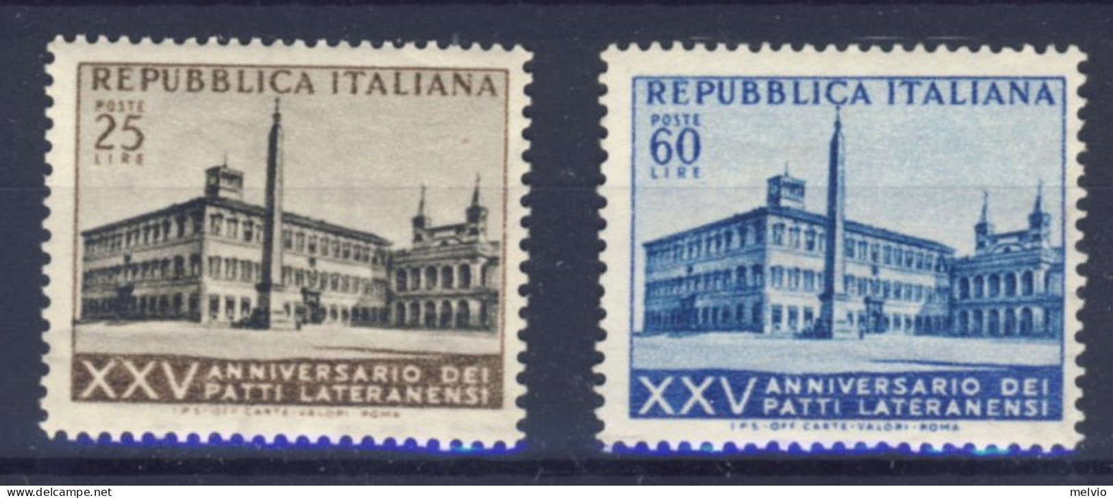 1954-Italia (MNH=**) Serie 2 Valori Patto Atlantico Con Parte Di Filigrana Lette - 1946-60: Nieuw/plakker