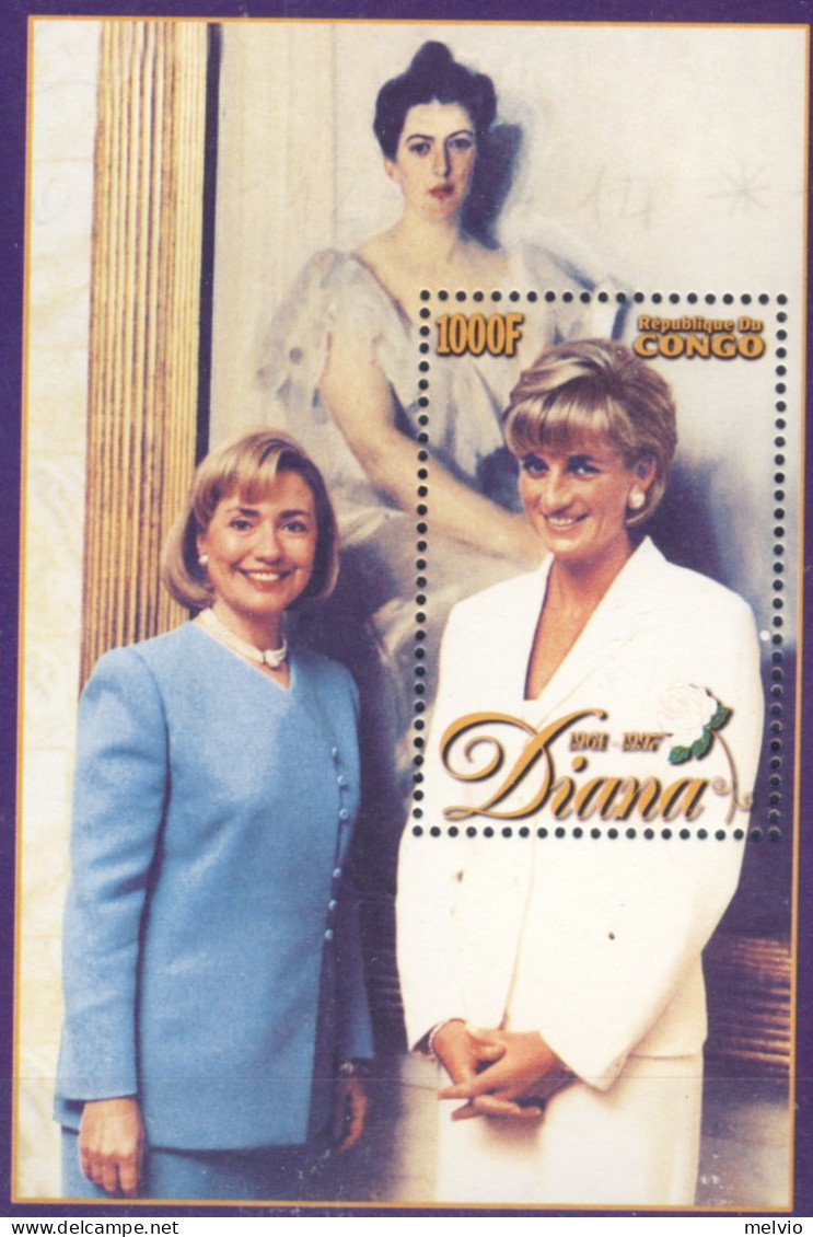 1998-Congo (MNH=**) Foglietto 1 Valore Climton,Diana - Sonstige & Ohne Zuordnung