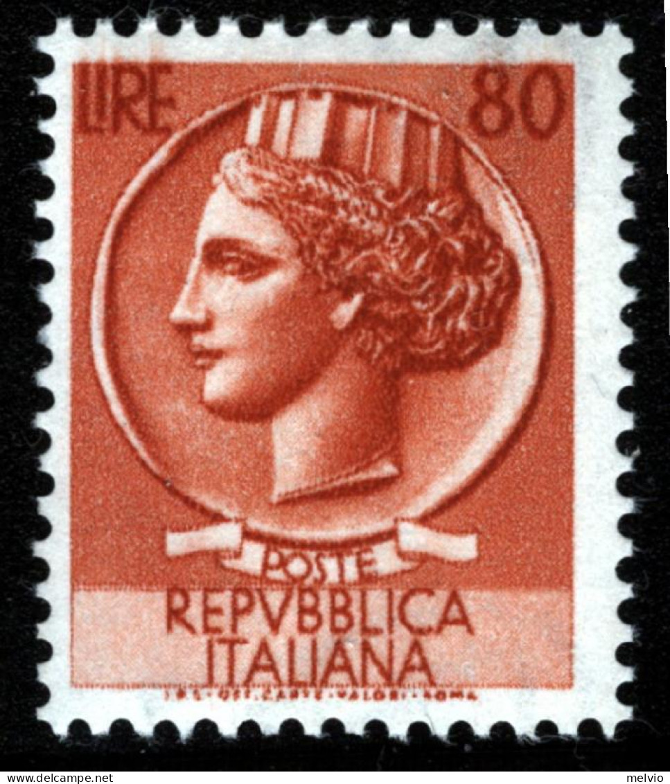 1953-Italia (MNH=**) L.80 Turrita Filigrana Ruota - 1946-60: Nuovi