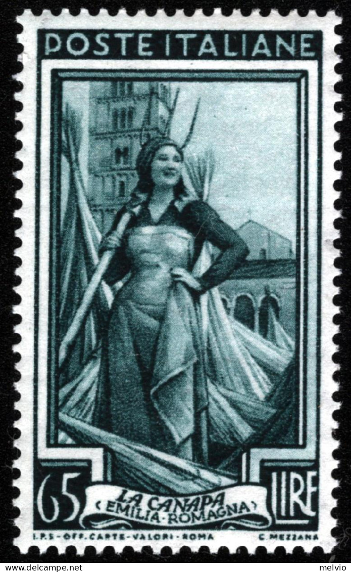 1955-Italia (MNH=**) L.65 Al Lavoro Filigrana Stelle - 1946-60: Nieuw/plakker