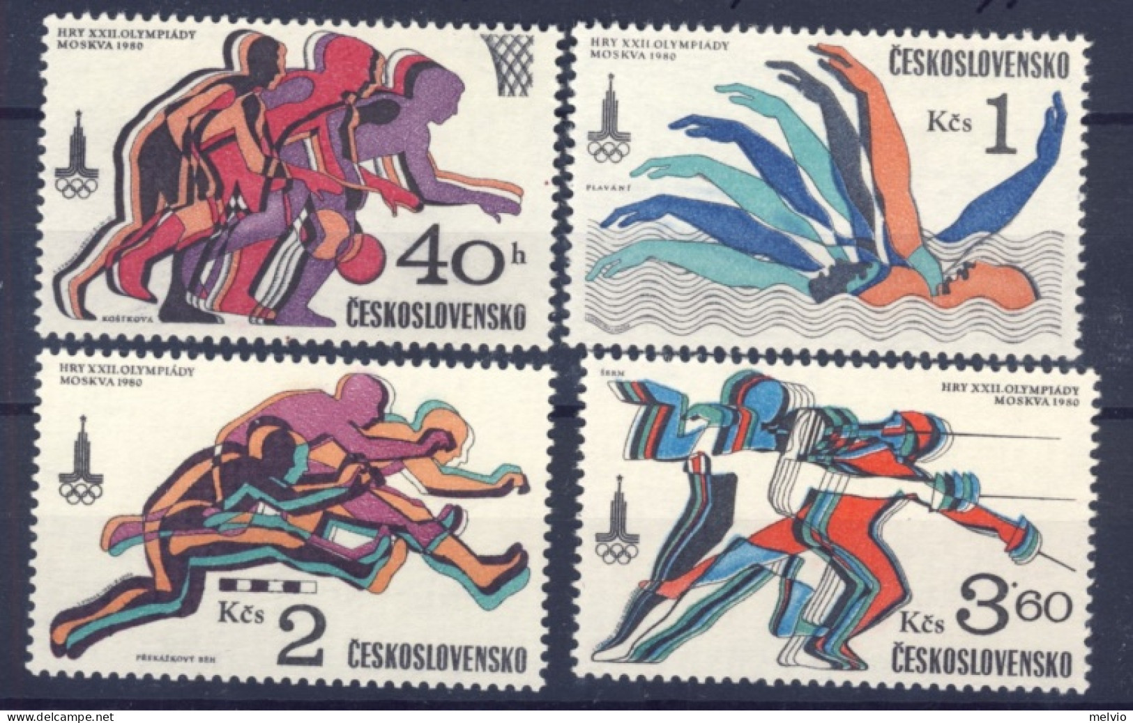 1980-Cecoslovacchia (MNH=**) Serie 4 Valori Giochi Olimpici Mosca - Autres & Non Classés