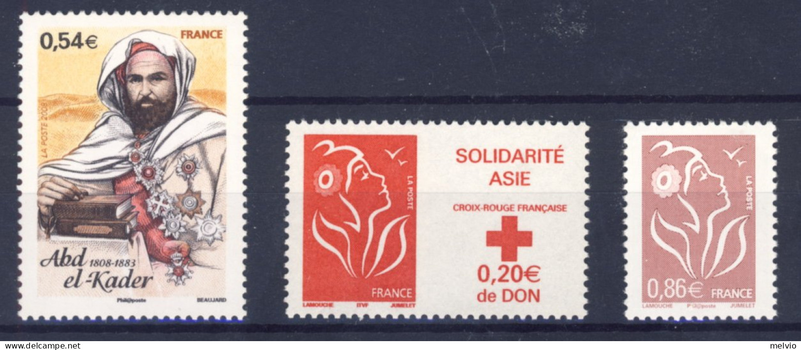 2008-Francia (MNH=**) 3 Valori - Neufs