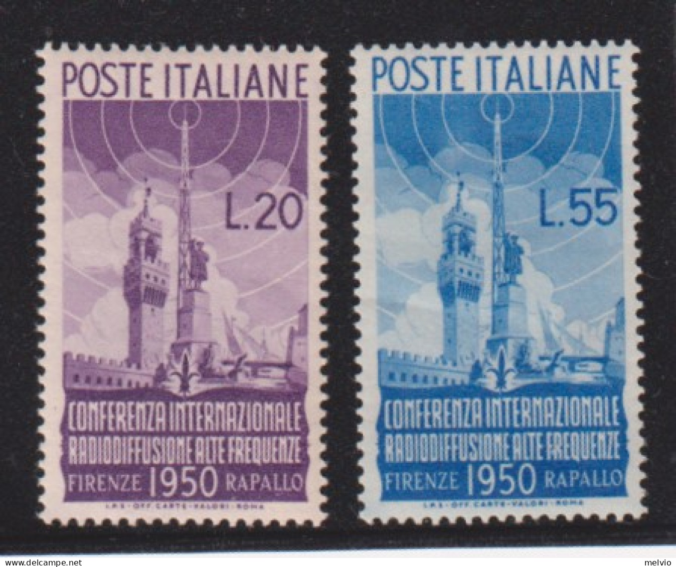 1950-Italia (MLH=*) Serie 2 Valori Radiodiffusione - 1946-60: Nieuw/plakker