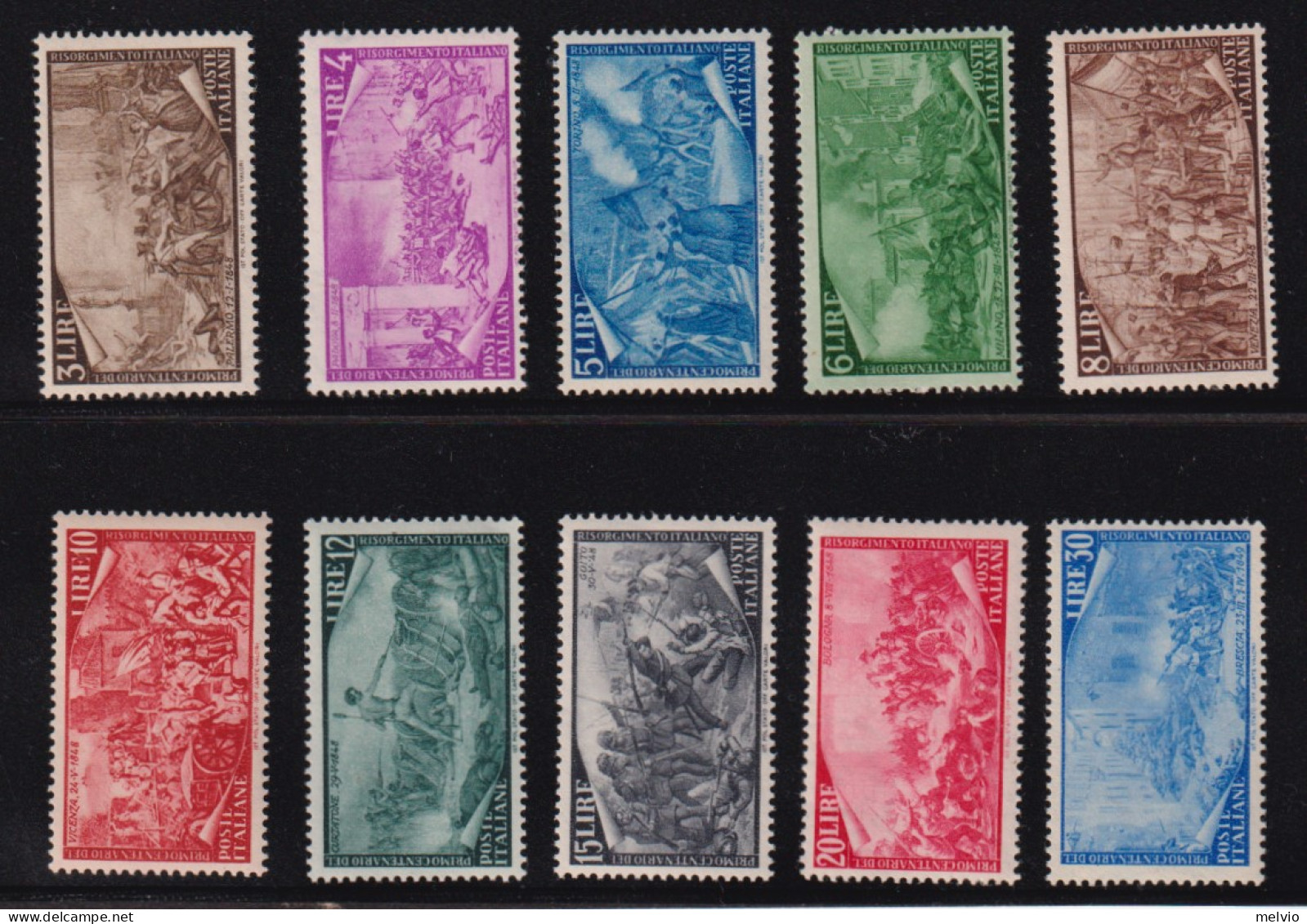 1948-Italia (MLH=*) 10 Valori Risorgimento - 1946-60: Ungebraucht