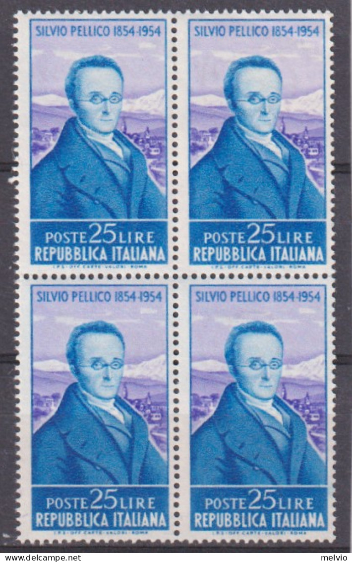 1954-Italia (MNH=**) Quartina L.25 Pellico - 1946-60: Ungebraucht