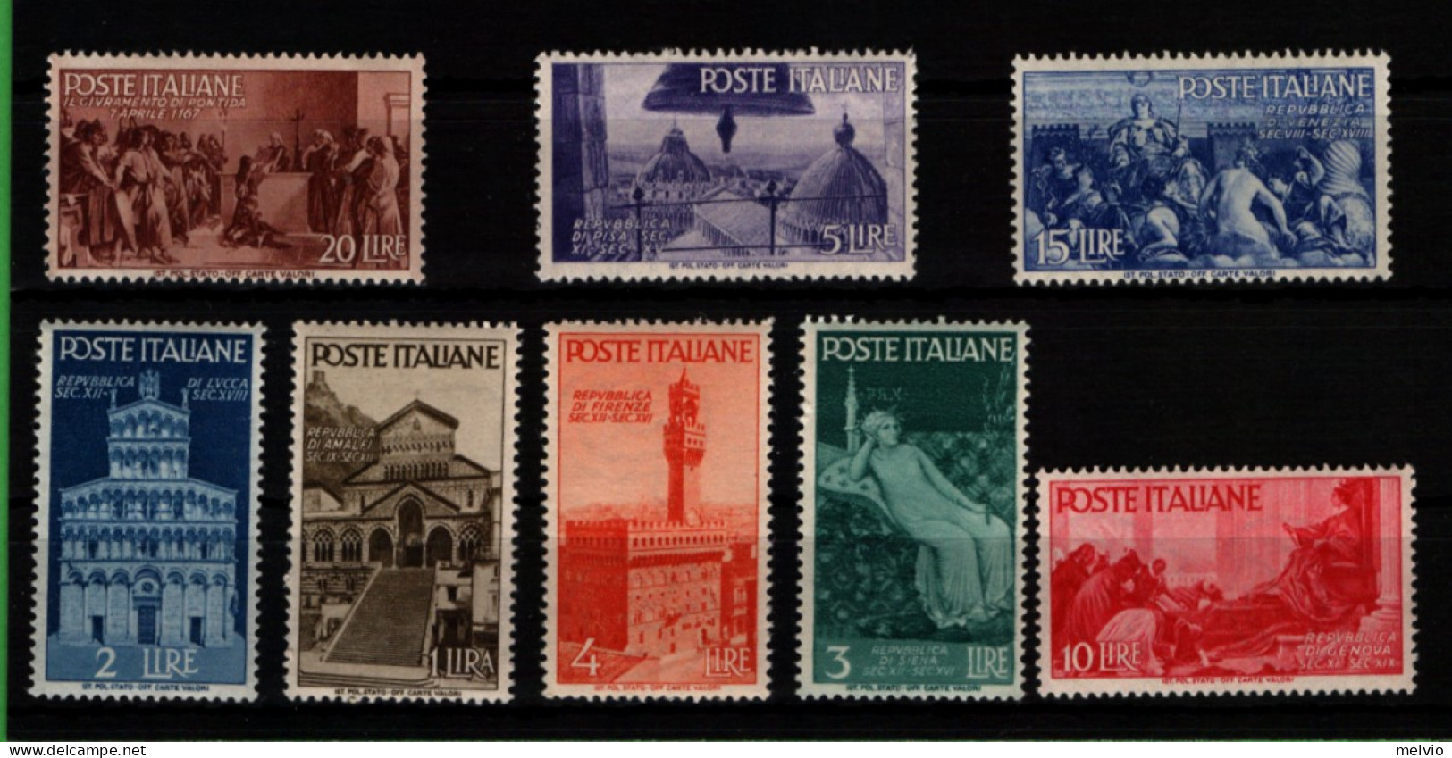 1948-Italia (MNH=**) Serie 8 Valori Avvento Della Repubblica - 1946-60: Mint/hinged