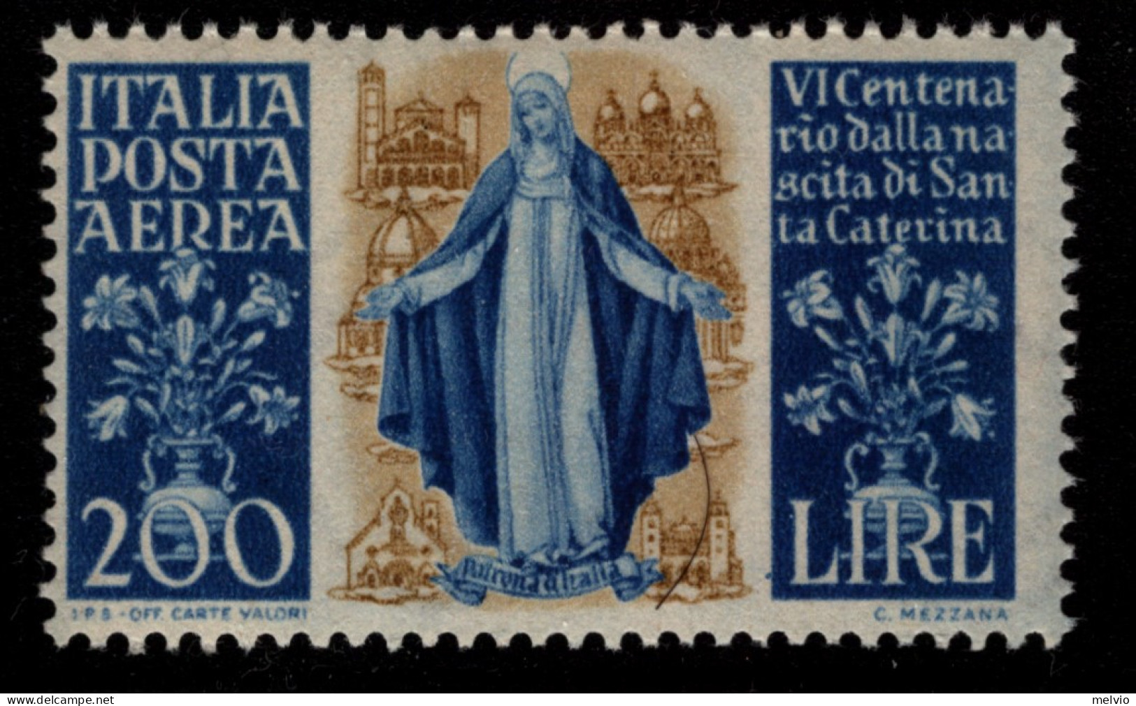 1948-Italia (MNH=**) Posta Aerea L.200 Santa Caterina - 1946-60: Mint/hinged