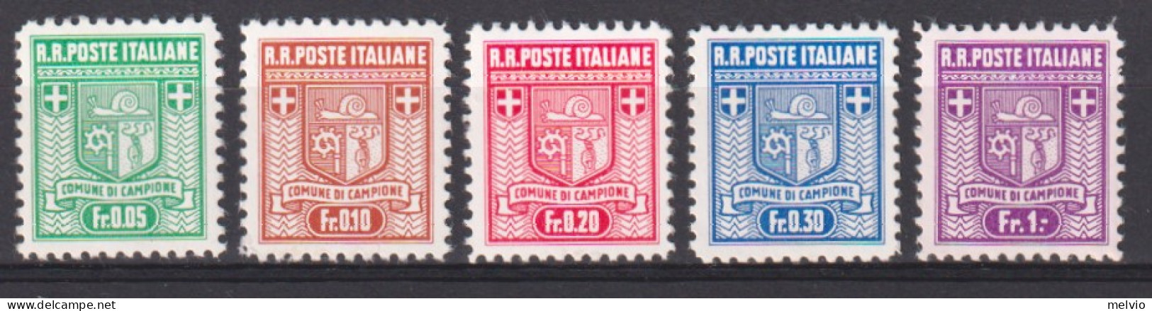 1944-Campione (MNH=**) S.5 V. Stemma Del Comune - Local And Autonomous Issues