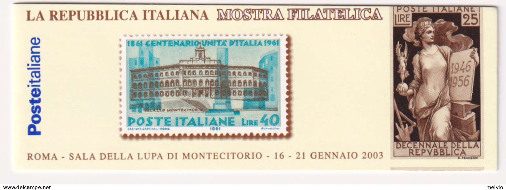 2003-Italia (MNH=**) Libretto Montecitorio 5 Valori - 1946-60: Mint/hinged