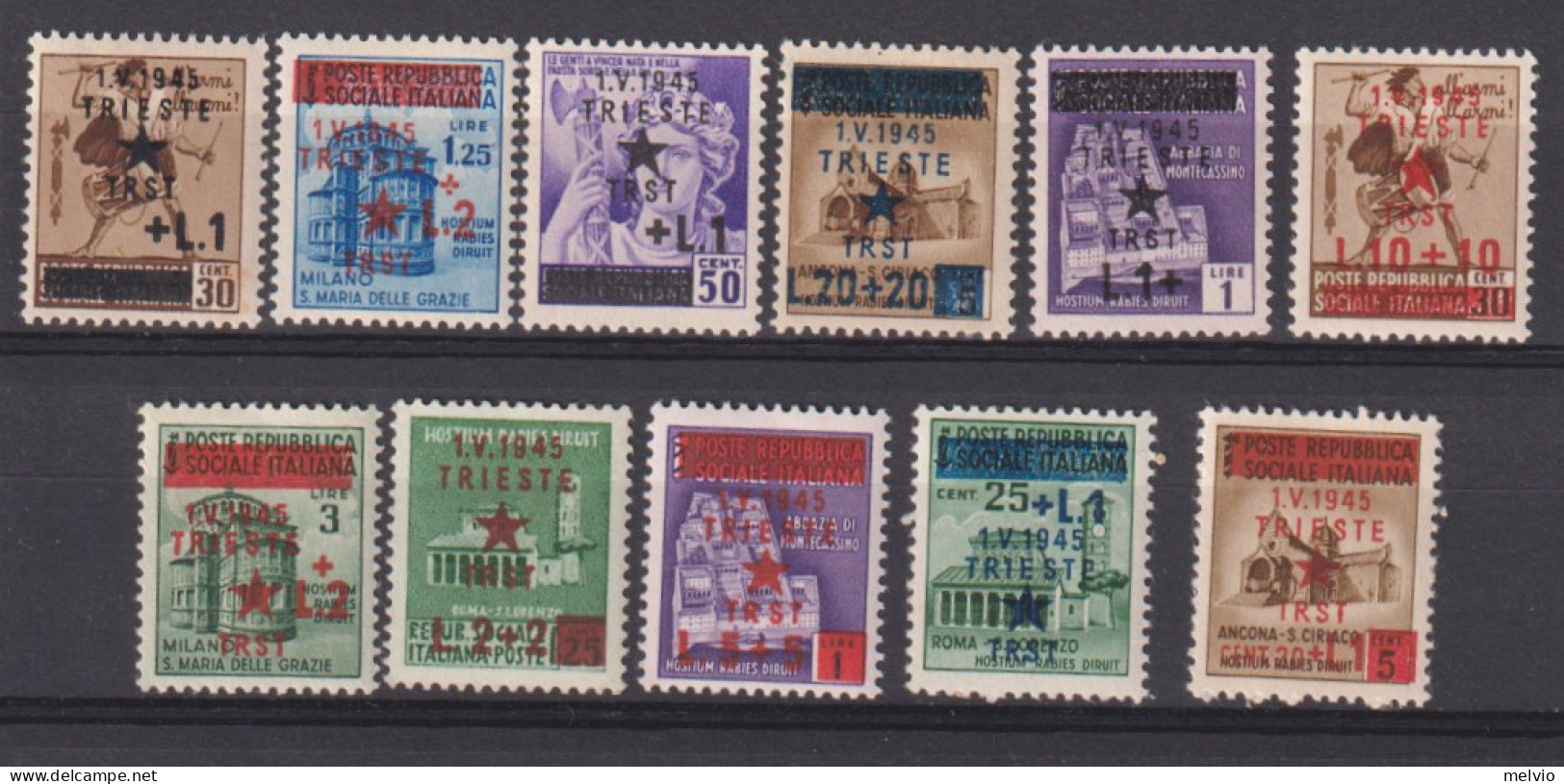 1945-Trieste Zona B (MNH=**) S.11valori Cat. Euro 30 - Mint/hinged