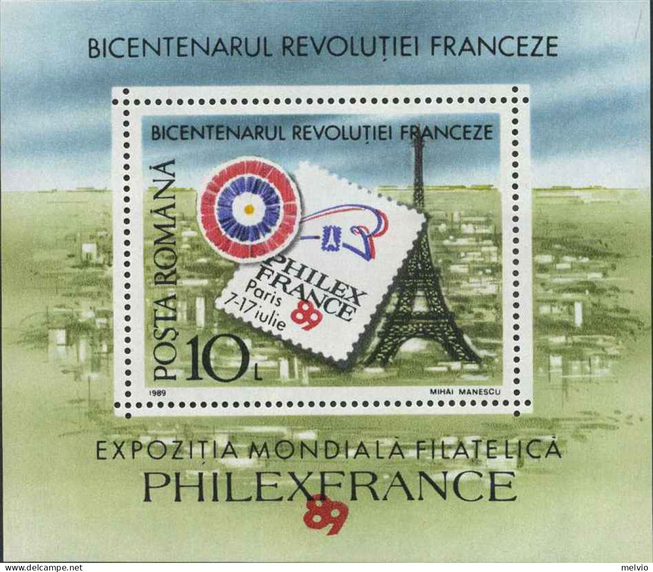 1989-Romania (MNH=**) Foglietto S.1v."bicentenario Della Rivoluzione Francese Ro - Autres & Non Classés