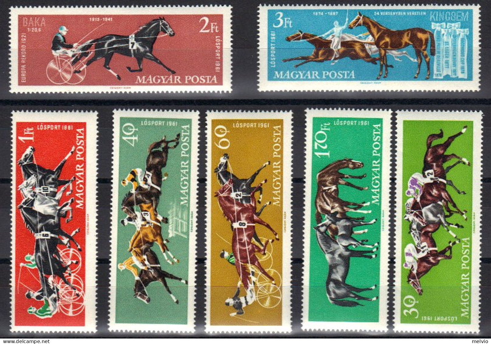 1961-Ungheria (MNH=**) S.7v."attività Sportive,equitazione"catalogo Yvert Euro 7 - Autres & Non Classés