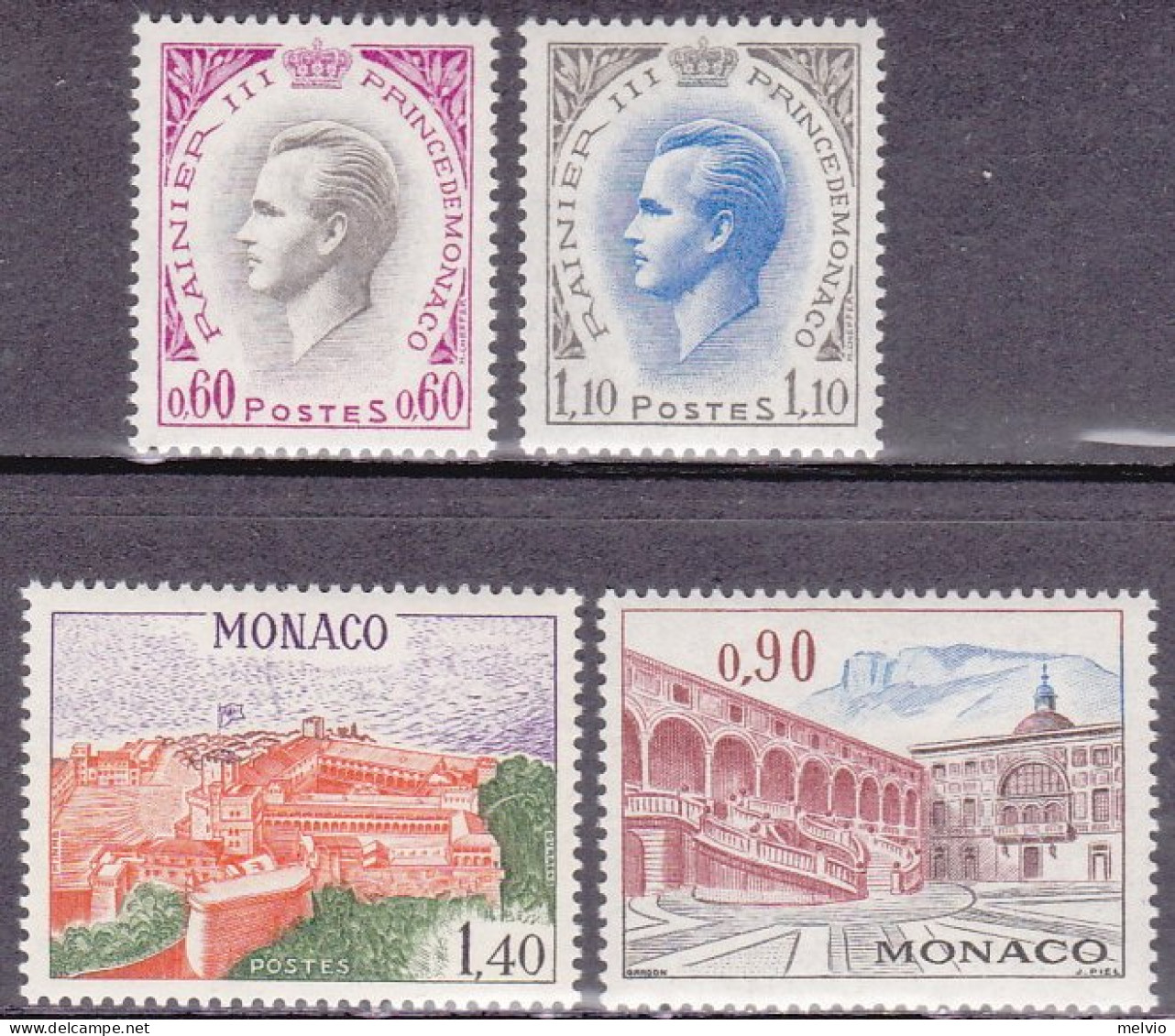 1971-Monaco (MNH=**) S.4v."principe Ranieri III°e Vedute"catalogo Unificato Euro - Other & Unclassified