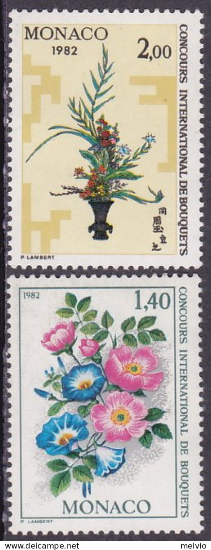1981-Monaco (MNH=**) S.2v."fiori,concorso Di Composizione Floreale"catalogo Unif - Andere & Zonder Classificatie