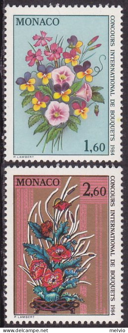 1983-Monaco (MNH=**) S.2v."fiori,concorso Di Composizione Floreale"catalogo Unif - Other & Unclassified