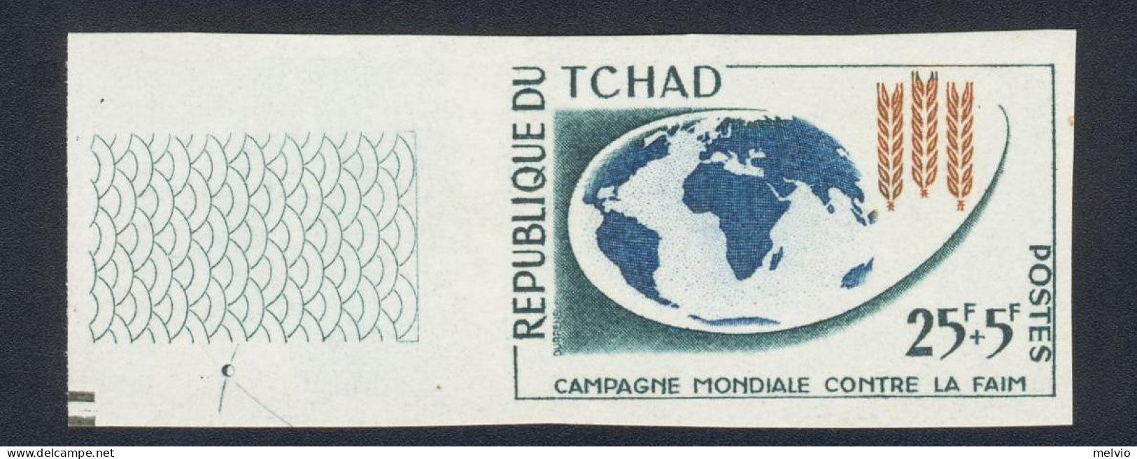 1963-Ciad  (MNH=**) Serie Un Valore Fr. 25+5 Non Dentellato "campagna Mondiale C - Chad (1960-...)