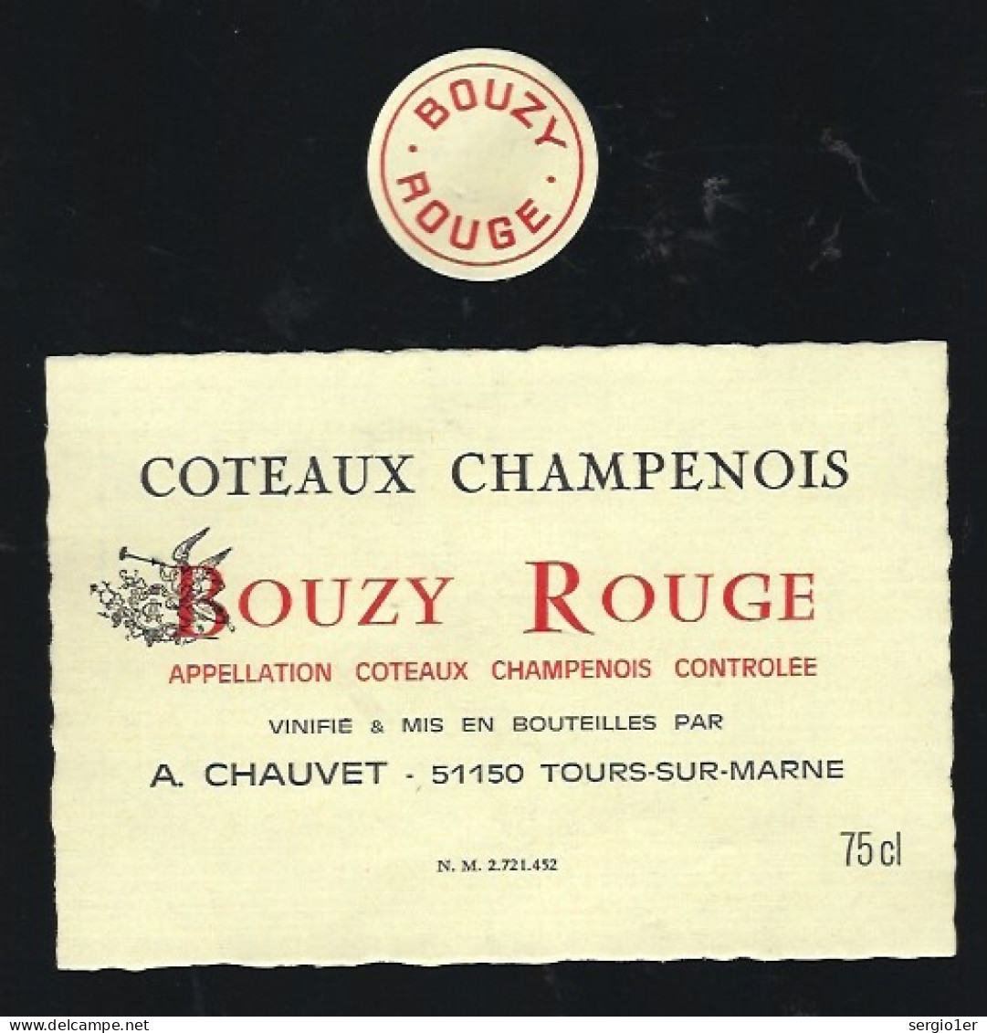 Etiquette Champagne Bouzy Rouge A Chauvet  Tours Sur Marne Marne 51 - Champan