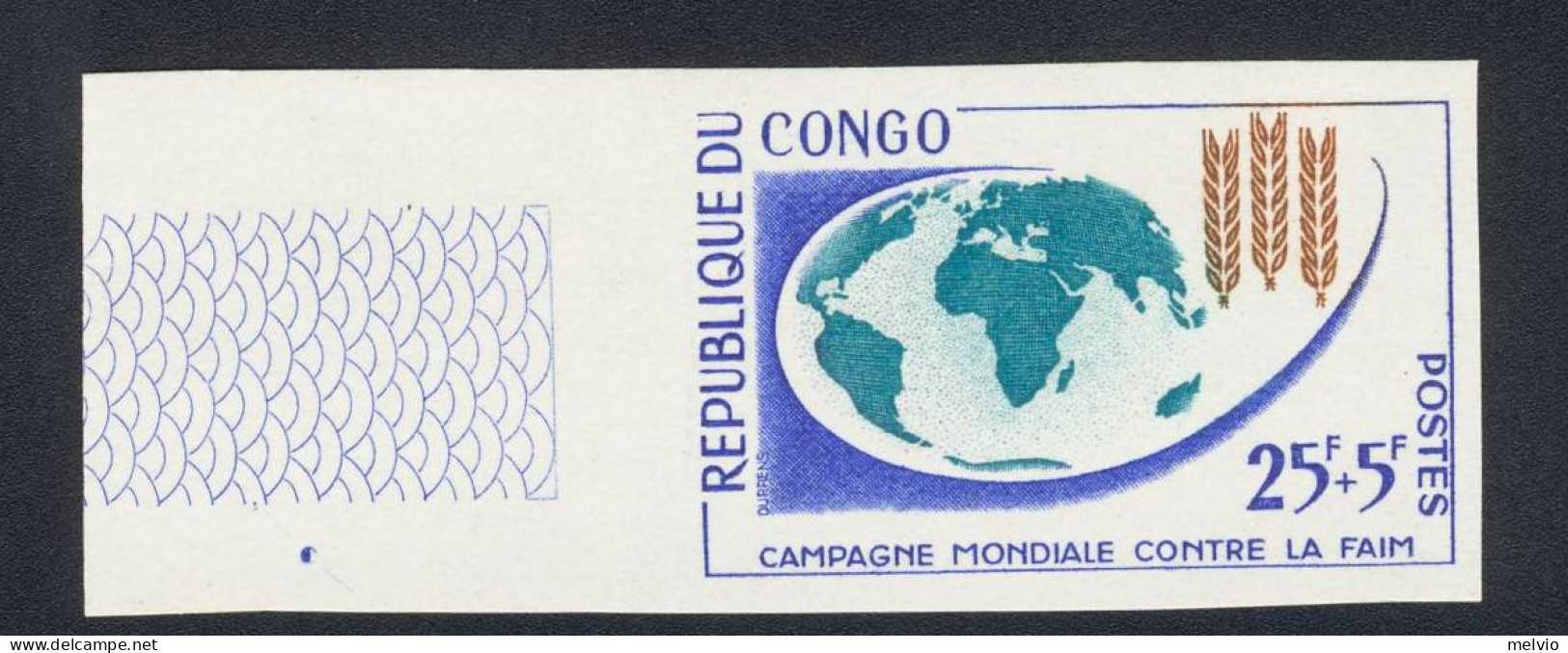 1963-Congo (MNH=**) Serie Un Valore Fr. 25+5 Non Dentellato "campagna Mondiale C - Otros & Sin Clasificación
