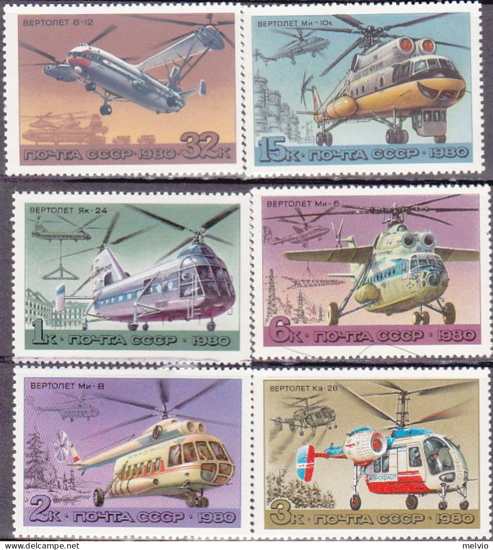 1980-Russia (MNH=**) S.6v."elicotteri"catalogo Euro 5 - Autres & Non Classés