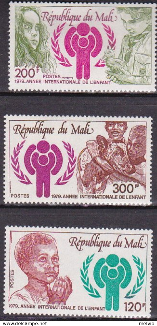 1979-Mali (MNH=**) S.3v."anno Internazionale Dell'infanzia"catalogo Yvert Euro 3 - Malí (1959-...)