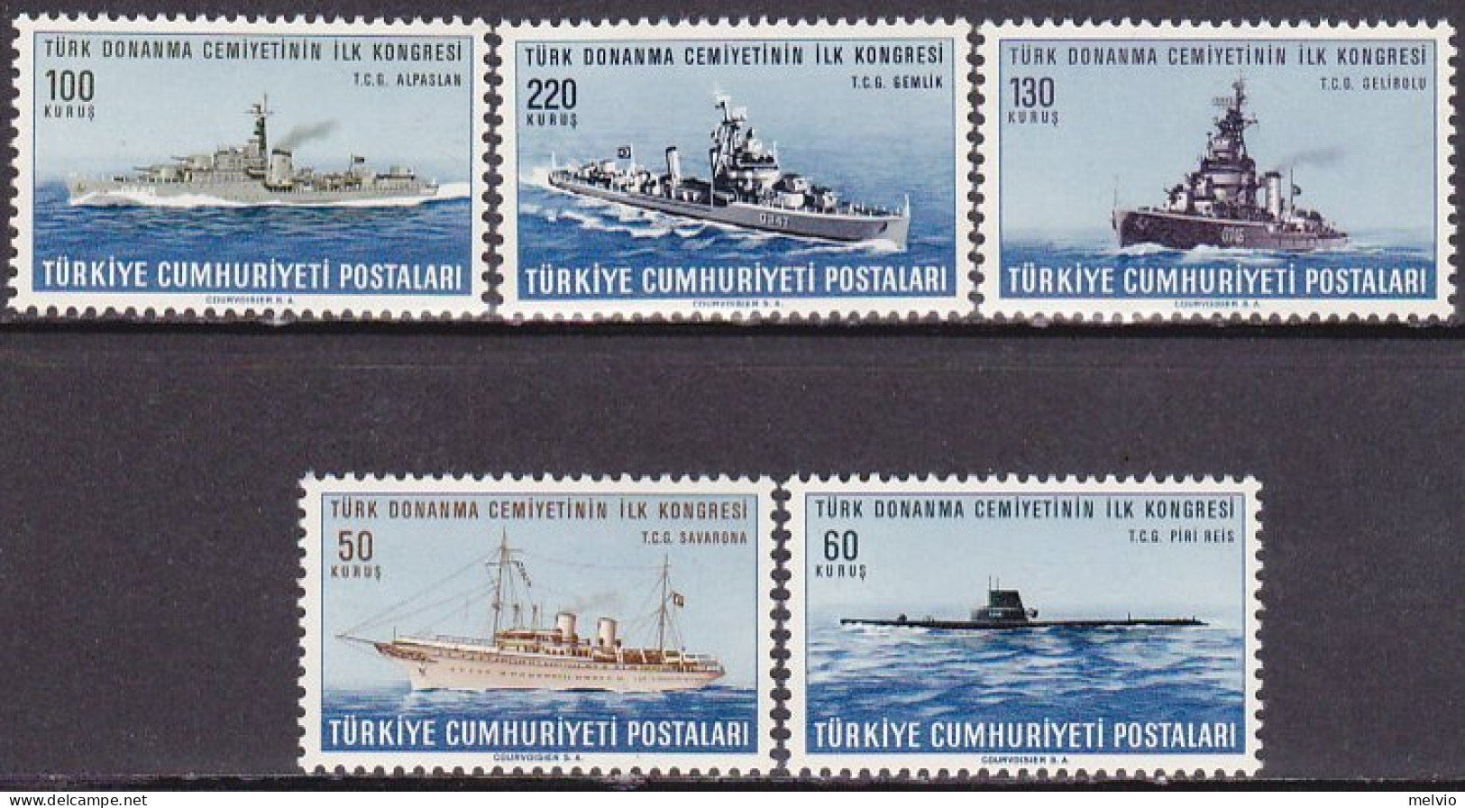 1965-Turchia (MNH=**) S.5v."I Congresso Della Società Navale Nazionale,navi "cat - Altri & Non Classificati