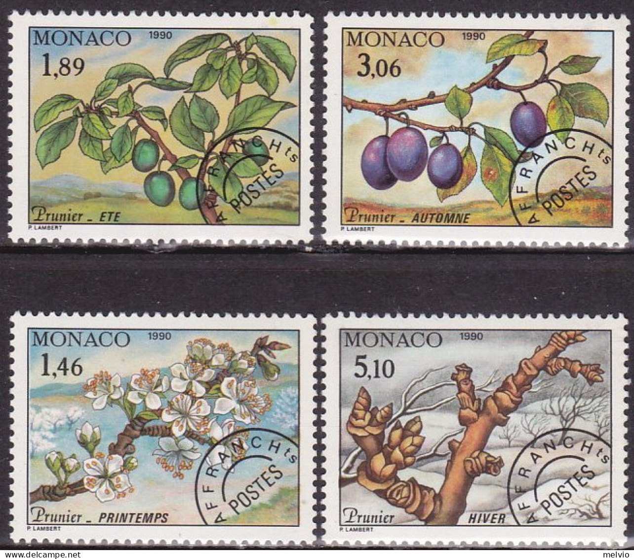 1990-Monaco (MNH=**) Preannullati S.4v."le Quattro Stagioni Del Prugno"catalogo  - Other & Unclassified