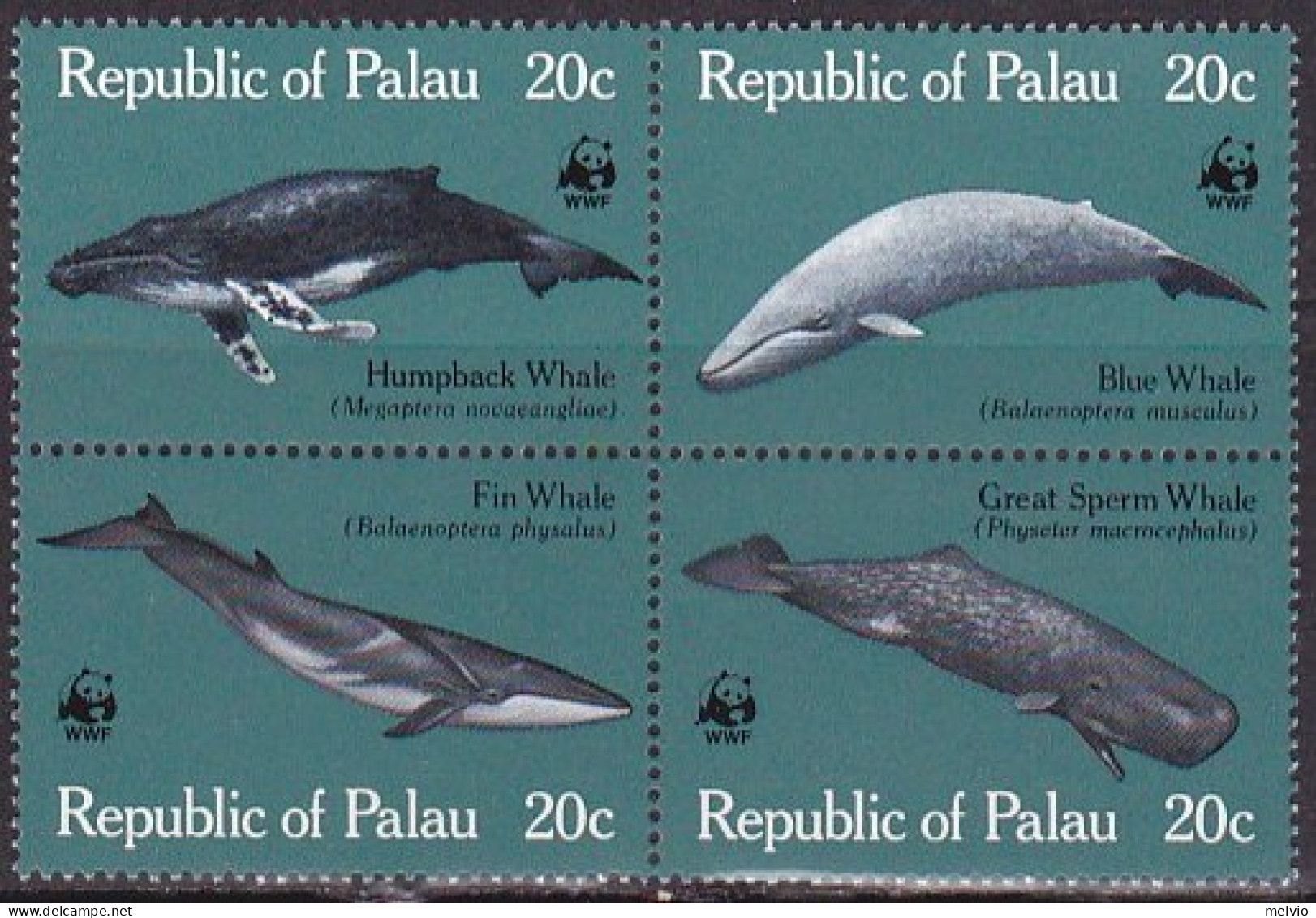 1983-Palau (MNH=**) S.4v."protezione Delle Balene,stemma Del WWF" - Palau