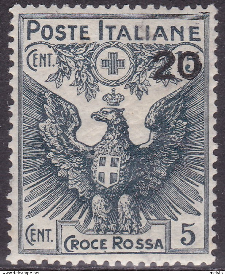 1915-Italia (MLH=*)20 Su 15c.+5c.grigio Pro Croce Rossa,impercettibile Traccia D - Mint/hinged