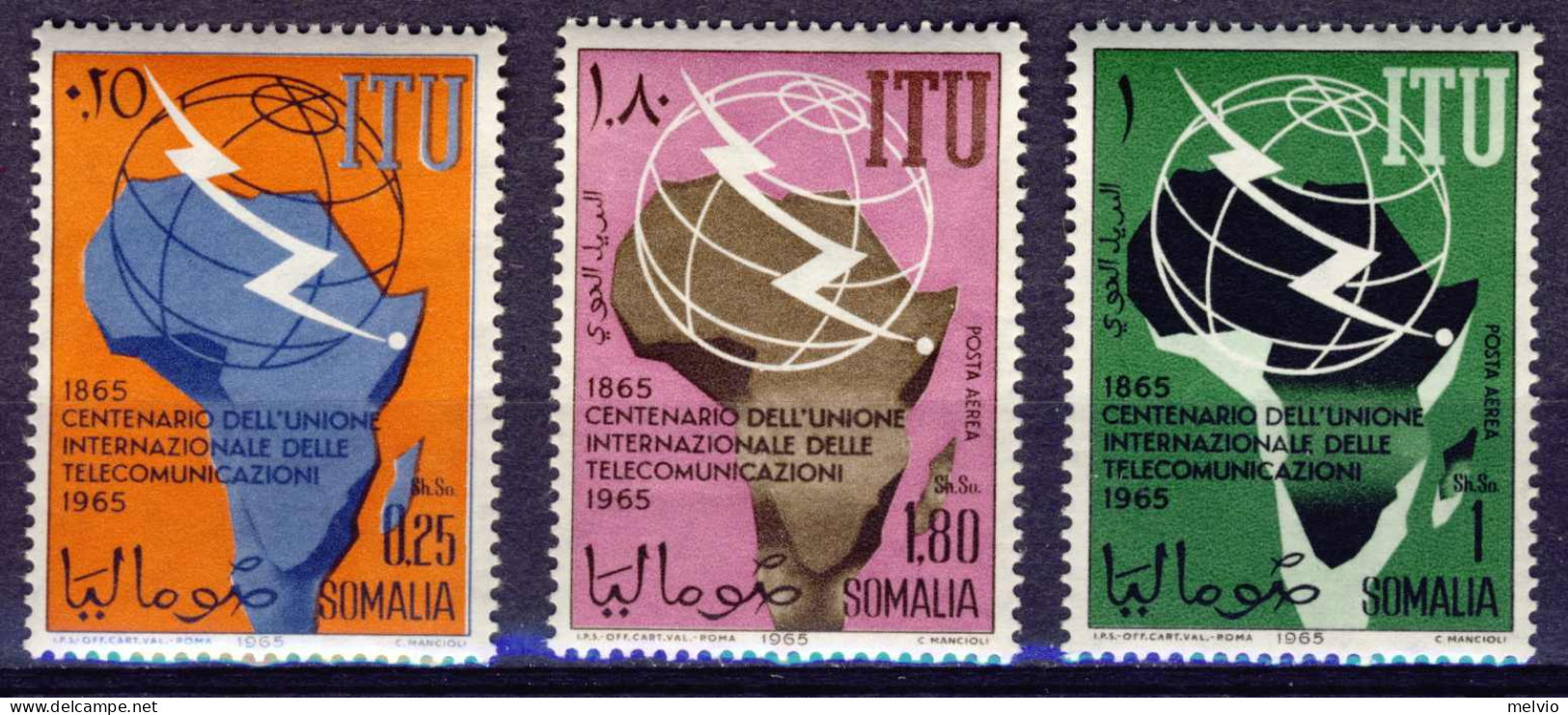 1963-Somalia (MNH=**) S.3v."ITU Unione Internazionale Delle Telecomunicazioni" - Somalia (1960-...)
