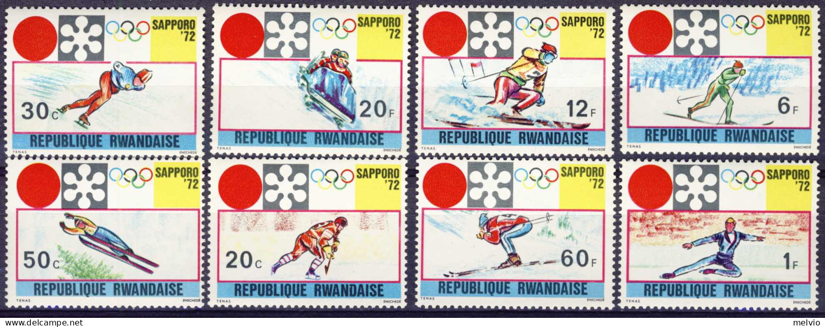 1972-Rwanda (MNH=**) S.8v."Olimpiadi Sapporo" - Other & Unclassified