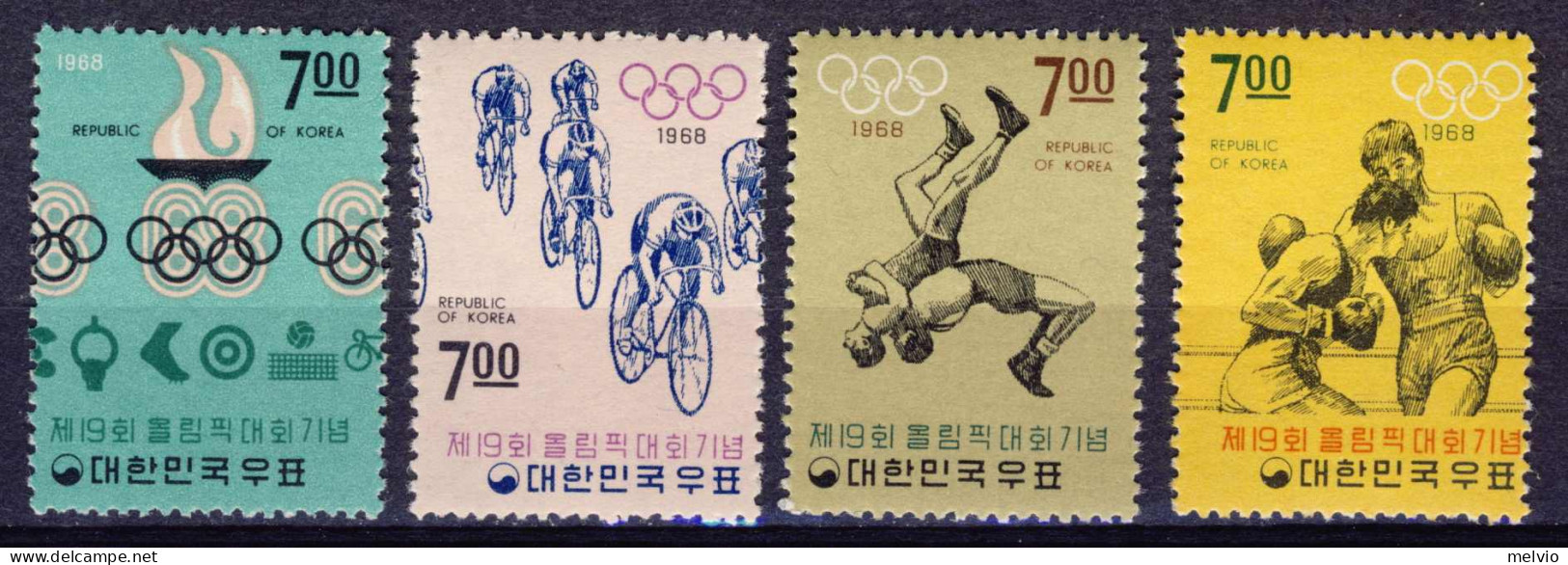 1968-Corea Del Sud (MNH=**) S.4v."Olimpiade Messico" - Brieven En Documenten