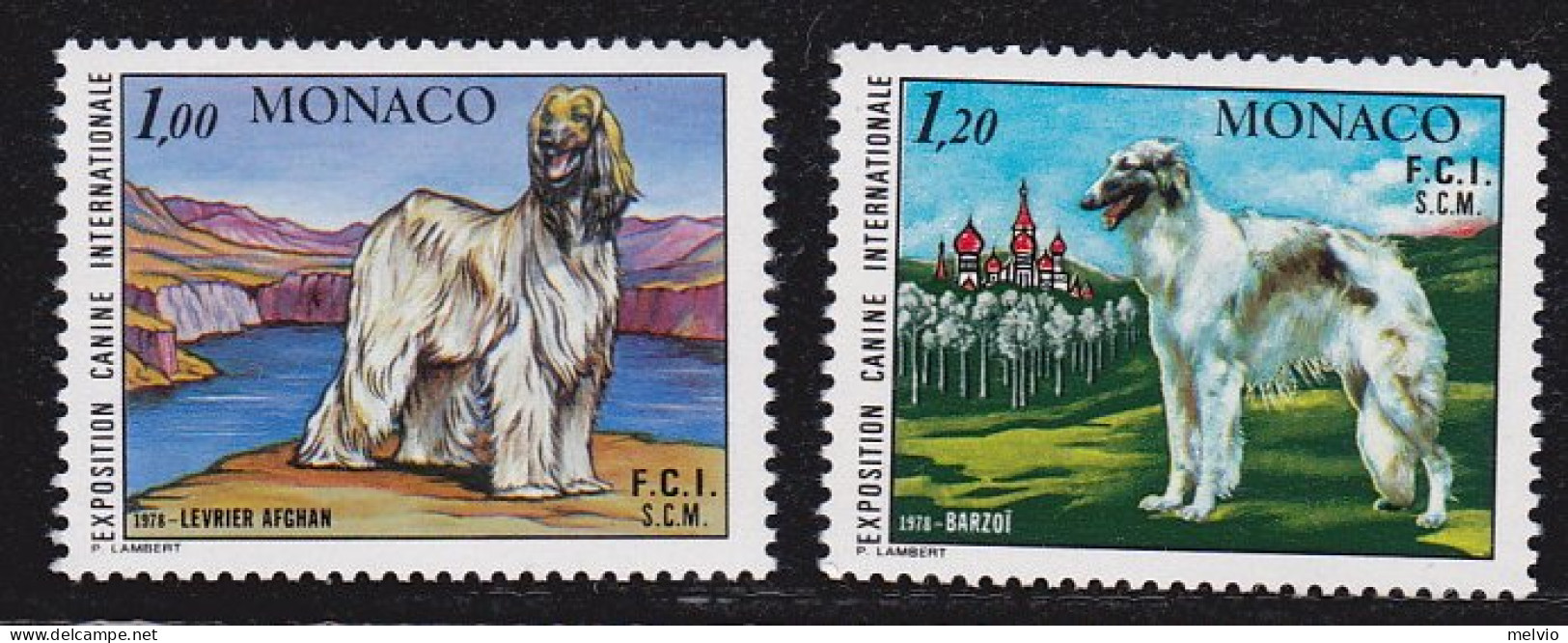 1978-Monaco (MNH=**) S.2v."Expo Canina,levriero Afgano,barzoi"catalogo Unificato - Other & Unclassified