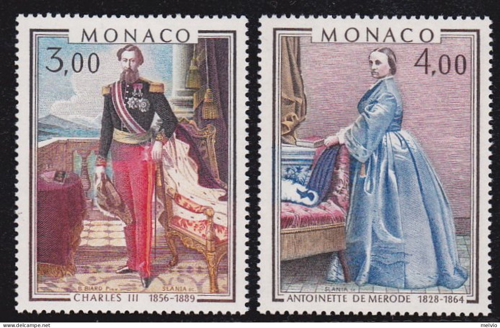 1979-Monaco (MNH=**) S.2v."Ritratti Di Principi Di Monaco"catalogo Unificato Eur - Other & Unclassified
