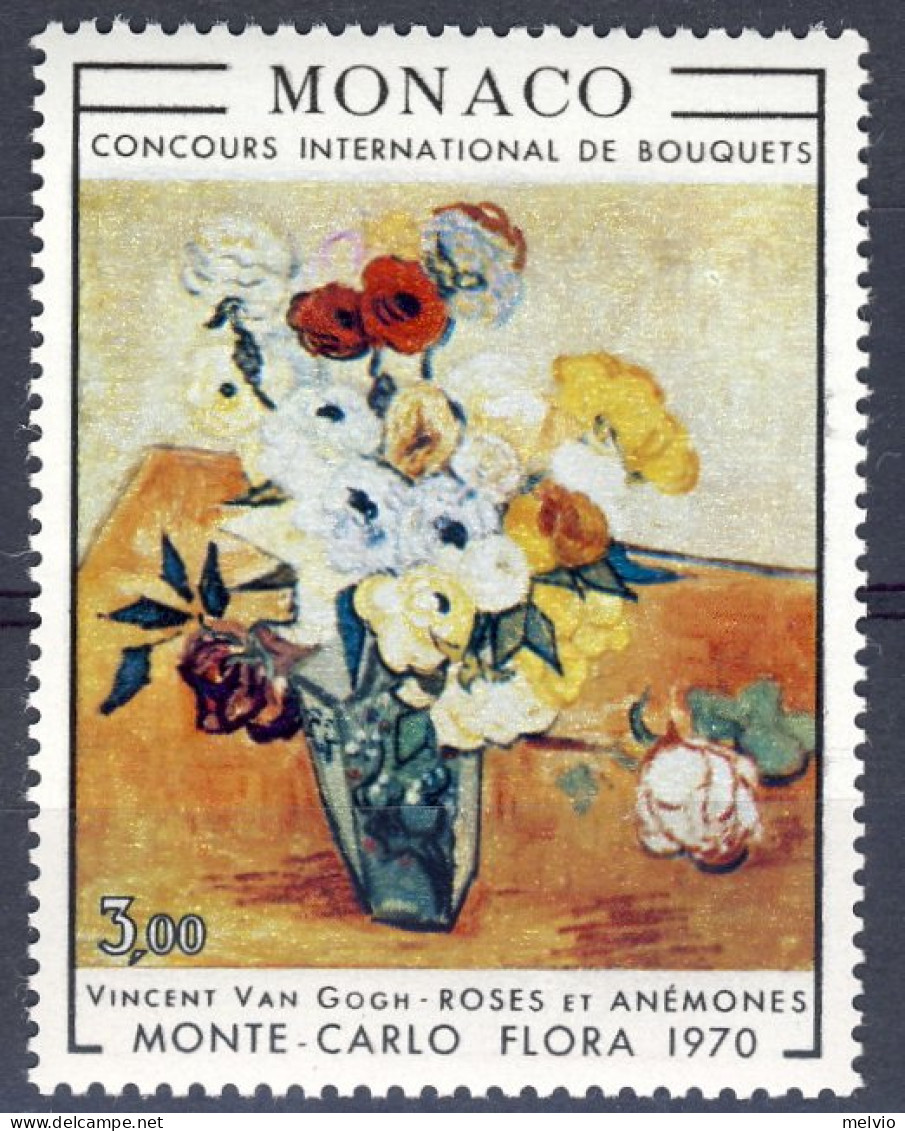 1970-Monaco (MNH=**) S.1v."Quadri,composizione Floreale" Catalogo Unificato Euro - Other & Unclassified