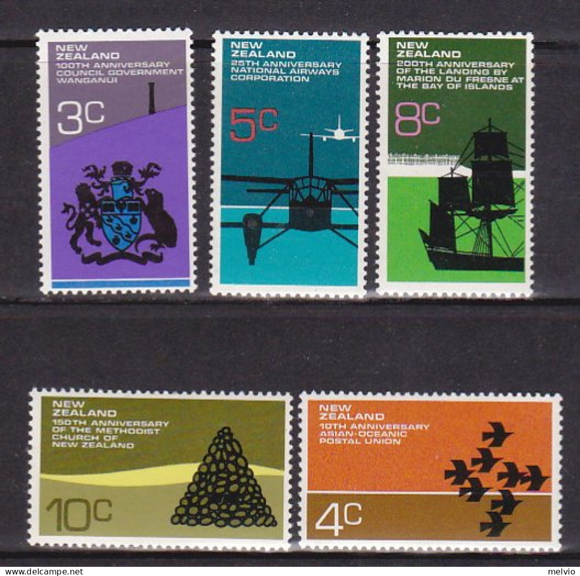 1972-Nuova Zelanda (MNH=**) S.5v."Commemorazioni Varie" - Autres & Non Classés